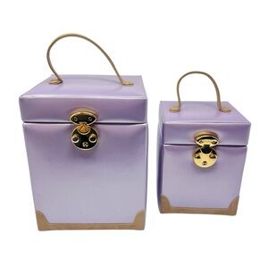 Wolf Designs Inc Vintage Jewelry Cases Set of Two Pearlized Lavender Leather